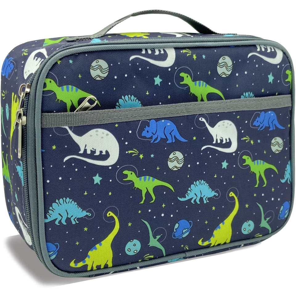 Kulle dinosaur lunch box front view showing large main compartment for kids' meals