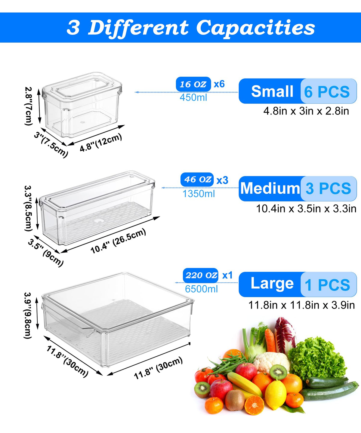 KUMD high-clarity PET bins provide quick contents visibility.