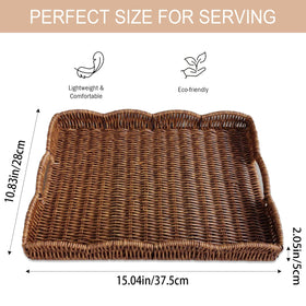 KUMET wicker tray with handles for easy, stable transport around the home