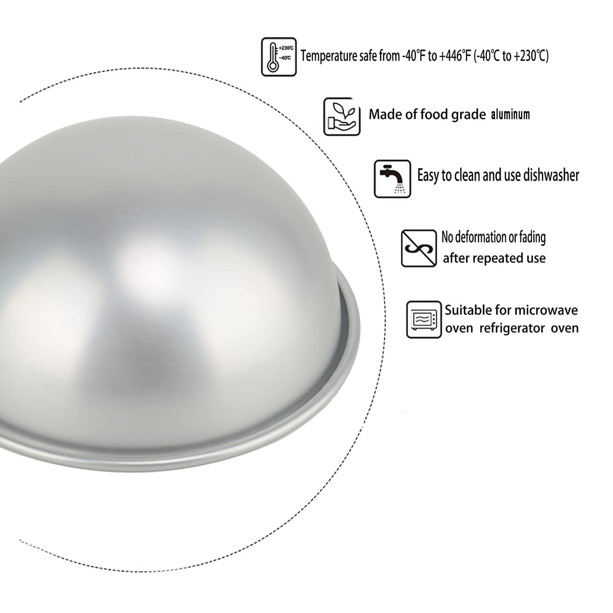 Kundalini half sphere mold ensures easy release and quick cleanup after baking sessions.