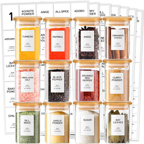 Kuocodall glass spice jar 8oz square for organized spice storage.