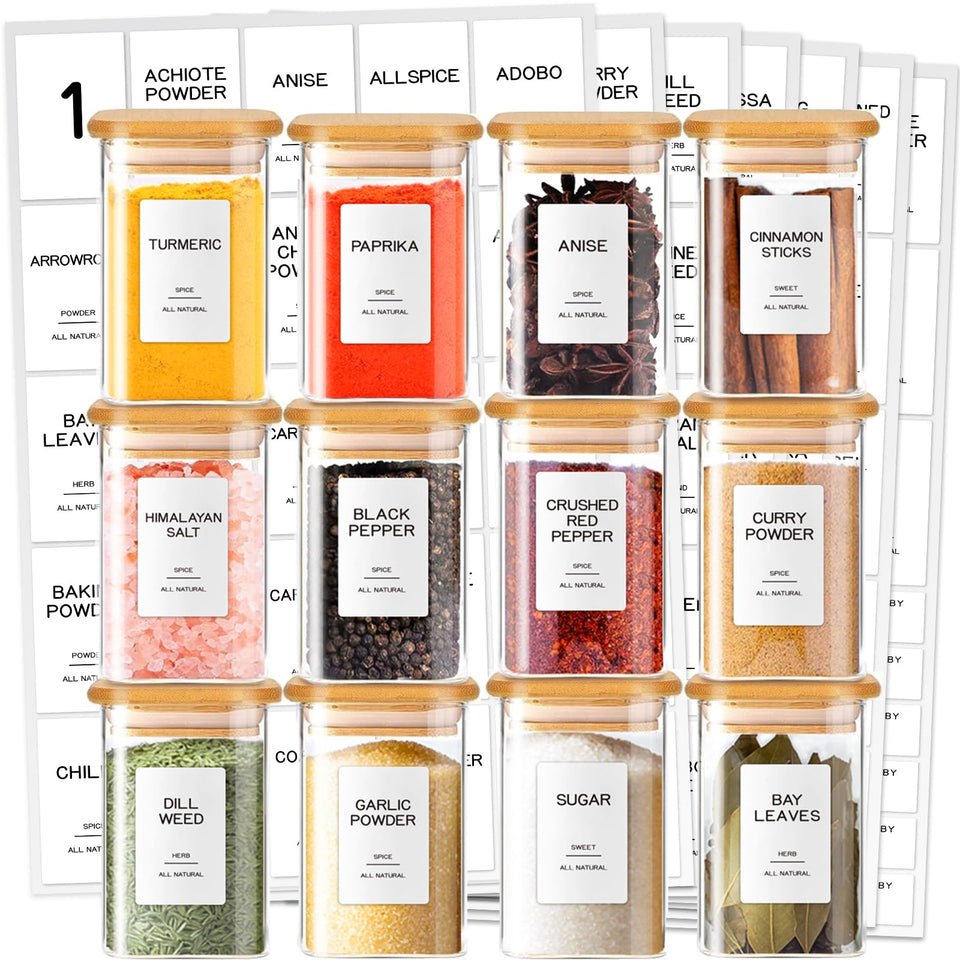 Kuocodall glass spice jar 8oz square for organized spice storage.