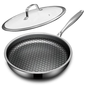 KURRUNGIE 10-inch nonstick pan with lid for even heat and effortless simmer
