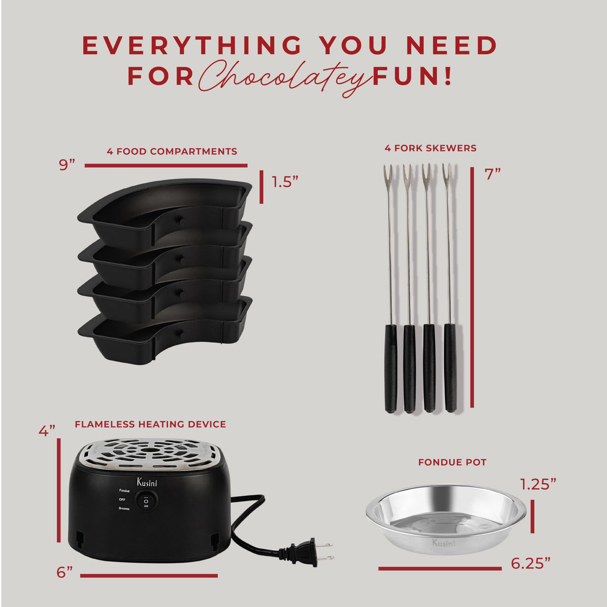 Kusini four skewers set for perfectly toasted marshmallows.