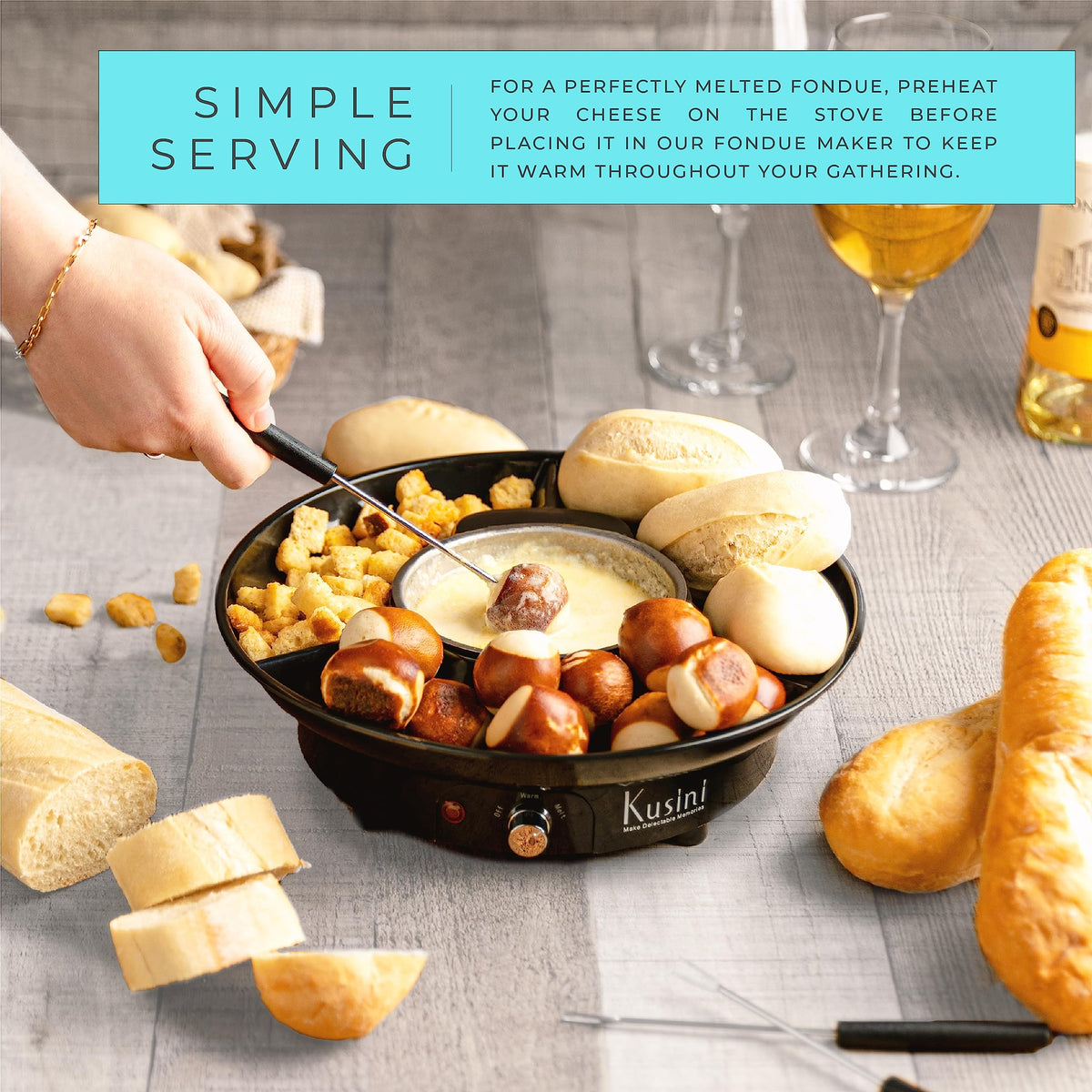 Kusini marshmallow and pretzel dipping for cozy movie or game nights