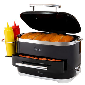 Kusini hot dog steamer in action; quick, even cooking for gatherings.