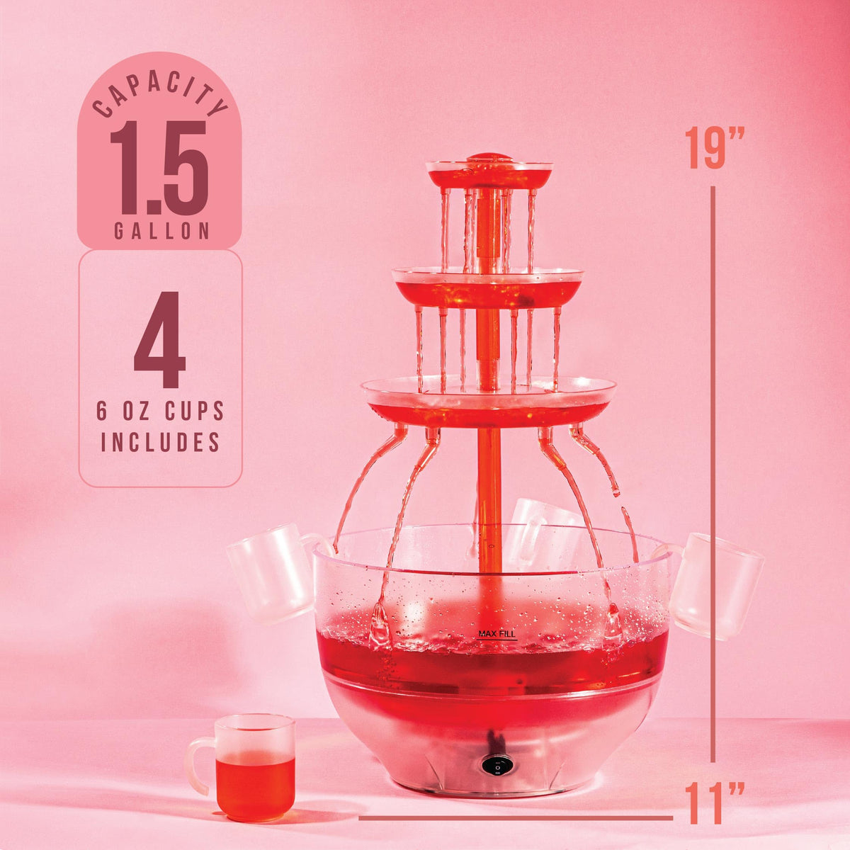 Kusini LED base drink fountain with ambient lighting for celebrations.