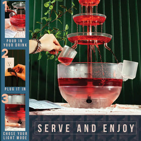 Kusini pouring-tower-party-setup displays a glamorous centerpiece for events.