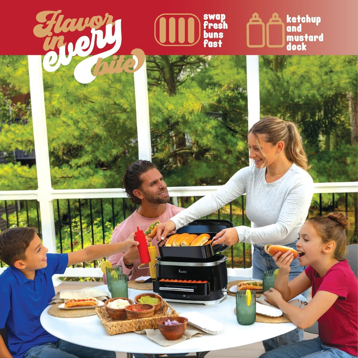 Kusini two steaming compartments enable multi-item meals.