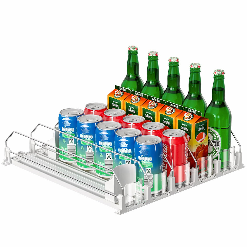 KUUKIKV upgraded fridge drink organizer assembly for fast setup and tidy fridge