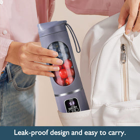 KUWEI portable blender with 450ml bottle highlights lightweight design for gym breaks.