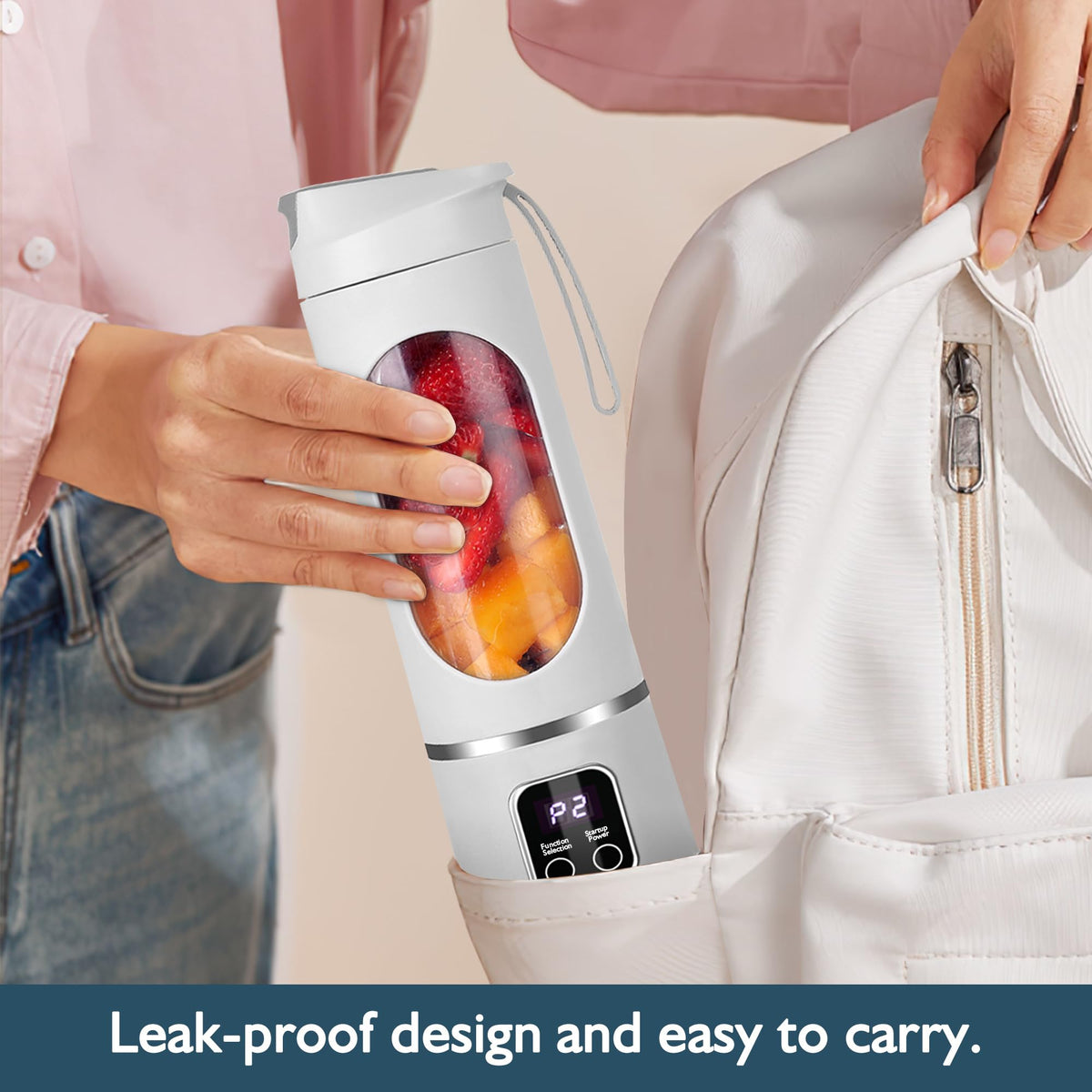 KUWEI USB-C rechargeable juicer shows cord-free power in action.