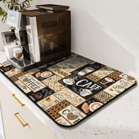 Kuyig Home Fun Coffee Mat absorbs spills under the coffee machine to protect counters
