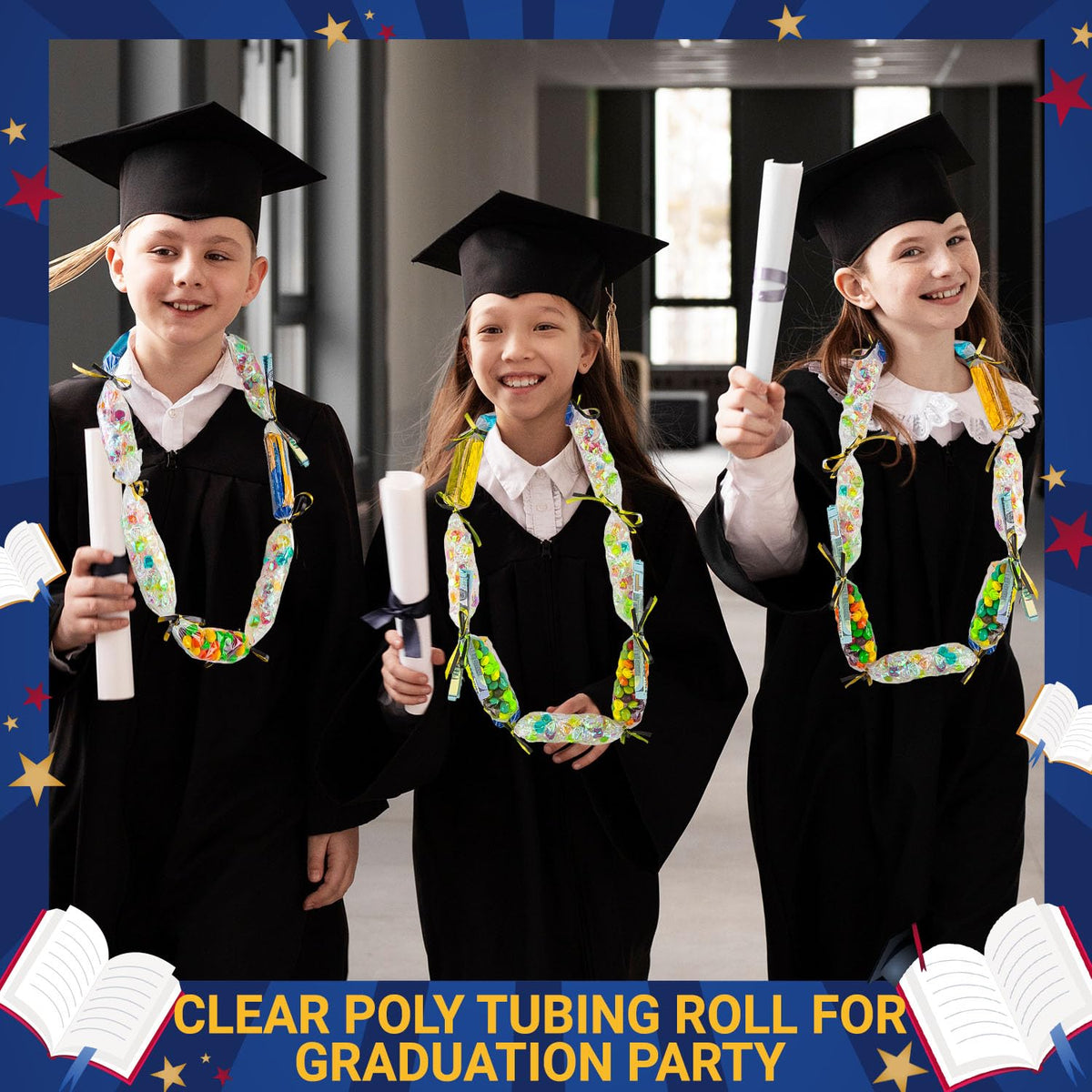 KVCSYAW tropical party decor with candy leis and ribbons