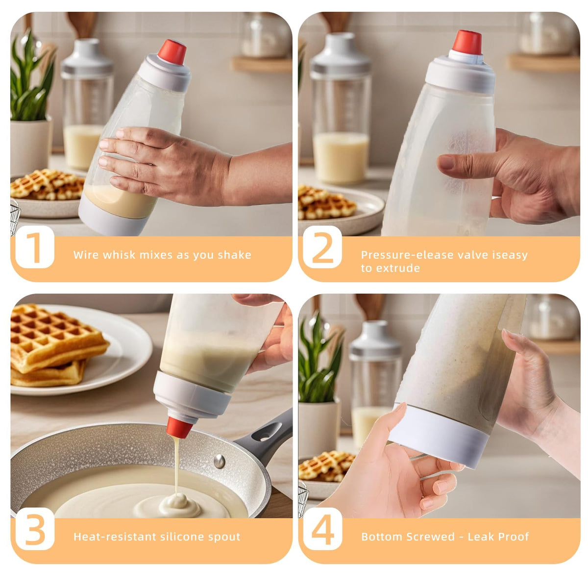 KVIFIVK multi-use bottle suitable for sauces, syrups, and batter