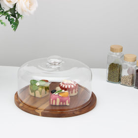 KVMORZE glass cake stand top cover showcased as a stylish display centerpiece for events.