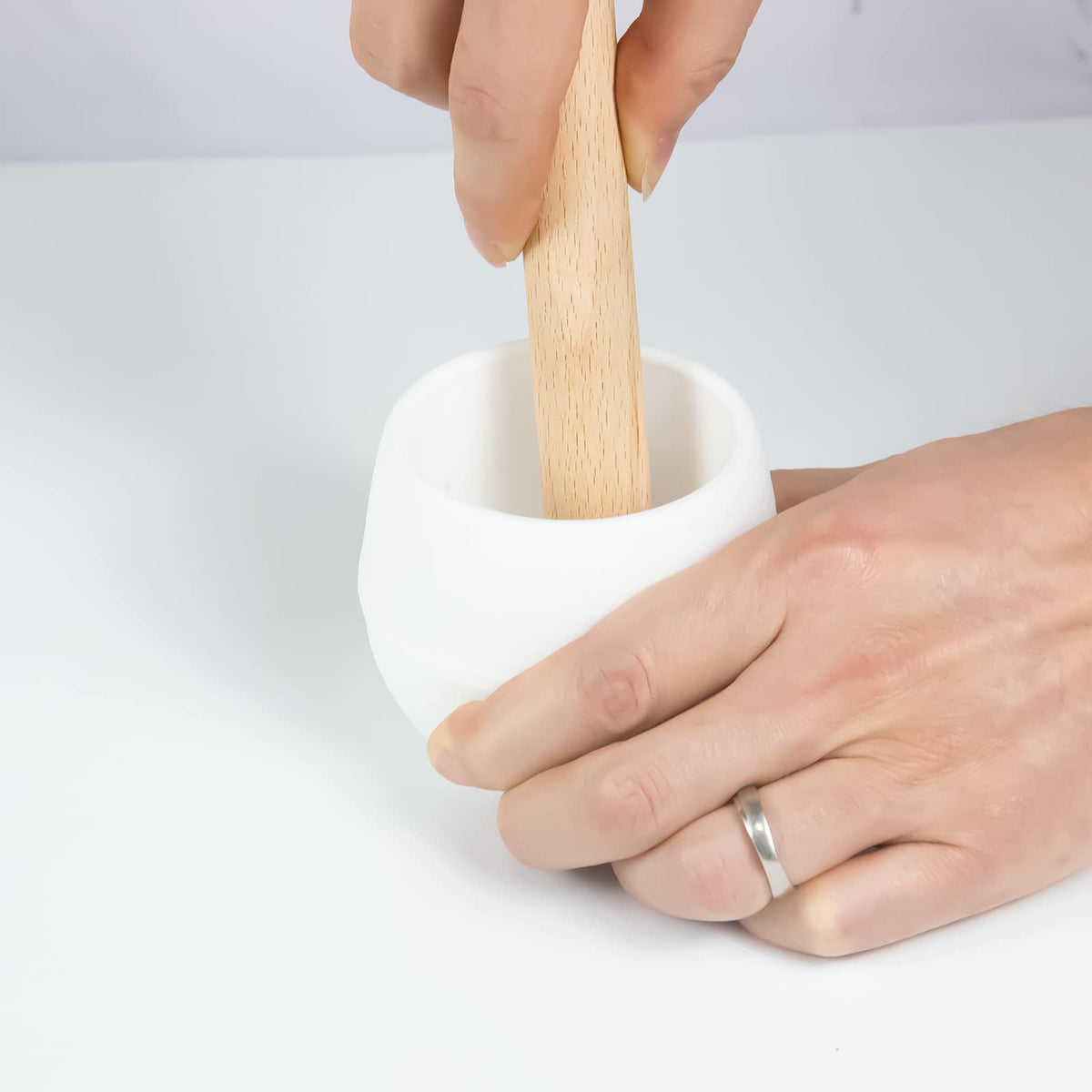 KVMORZE wooden egg tart mold creates clean edges on delicate pastries.