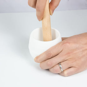 KVMORZE wooden egg tart mold creates clean edges on delicate pastries.