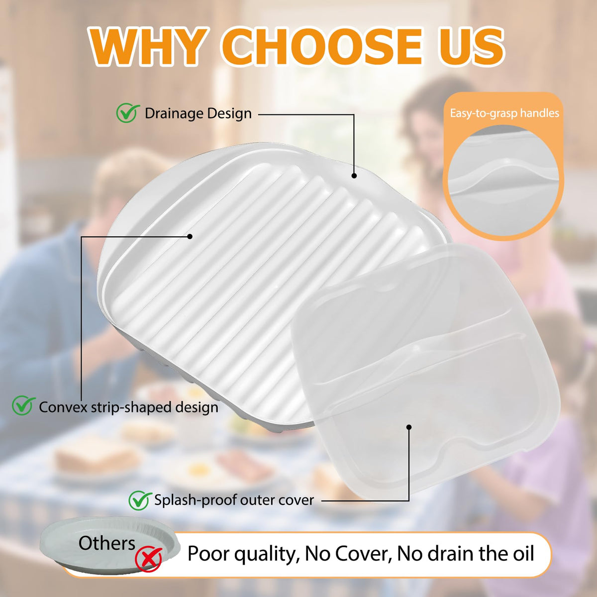 KVZKVZ bacon tray holds 4 to 6 slices for quick meals.