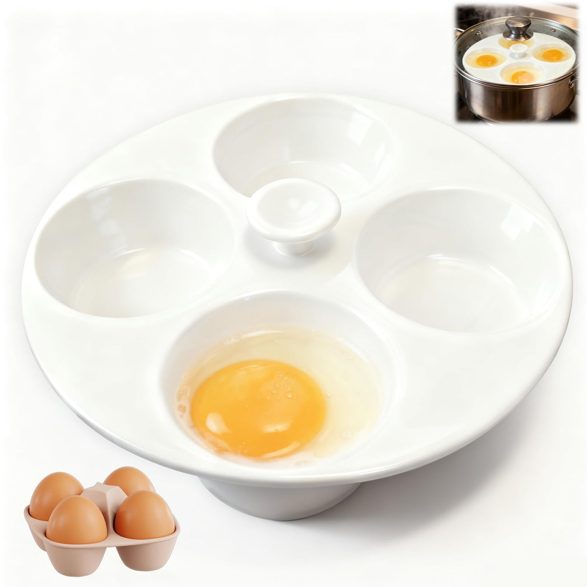 KVZKVZ ceramic egg poacher 4-cup ready to poach multiple eggs quickly
