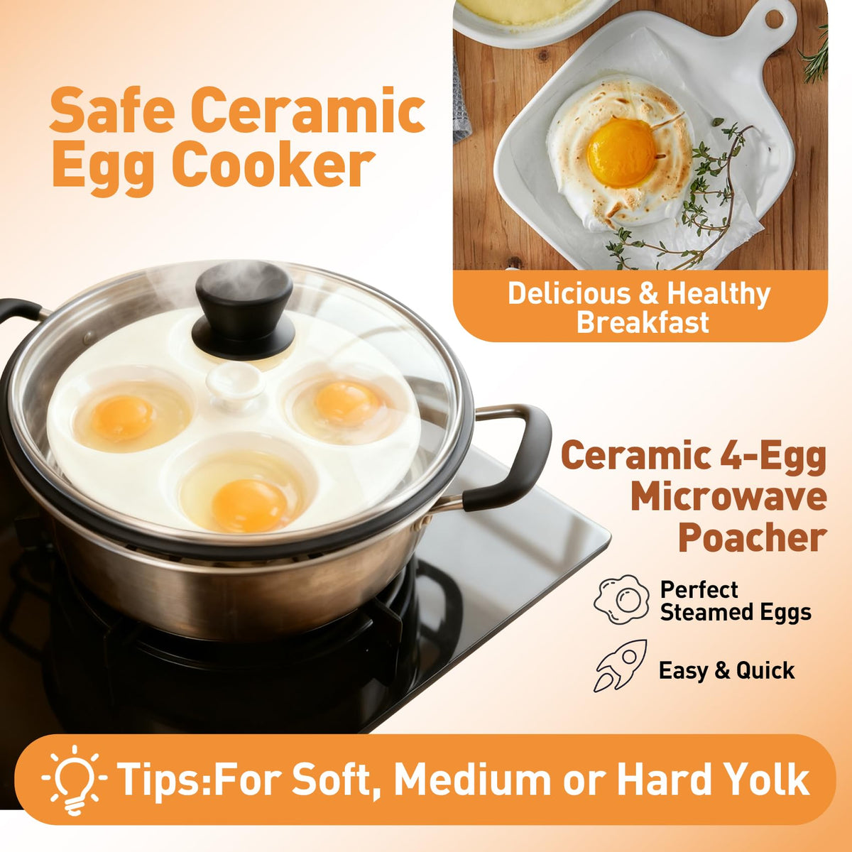 KVZKVZ ceramic nonstick coating for easy egg release and cleanup