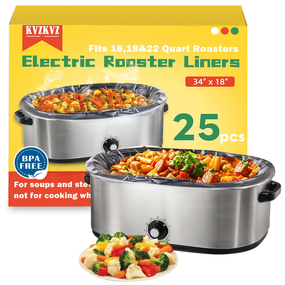 KVZKVZ electric roaster liner 25-pack ready for quick cleanup after meals.