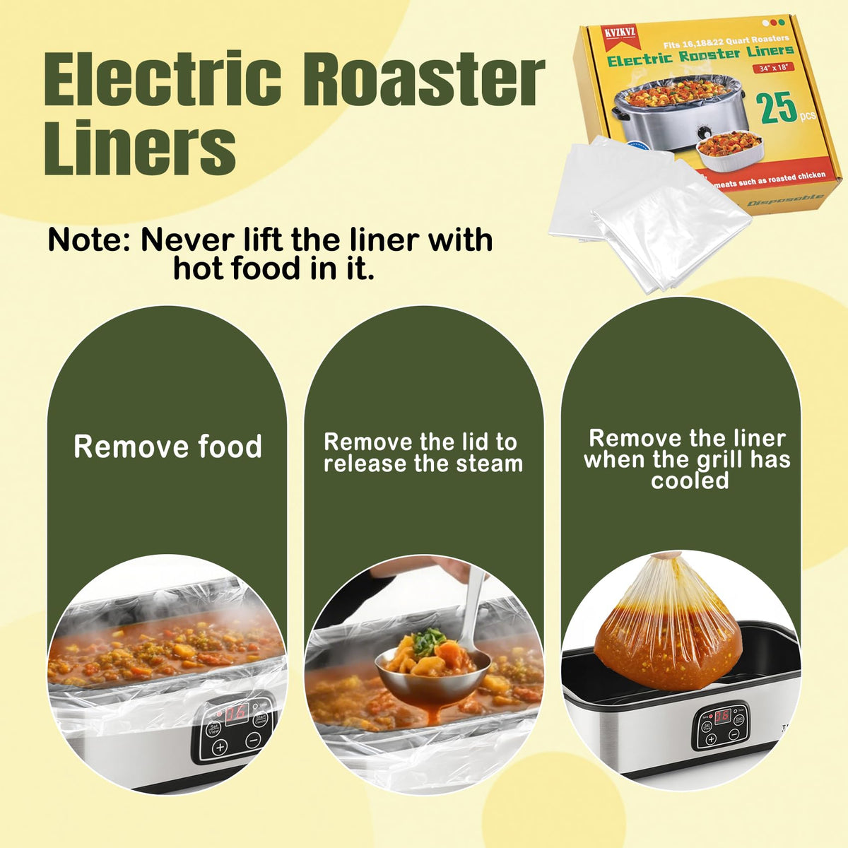 KVZKVZ food-grade nylon liner keeps flavors intact while reducing clean-up.