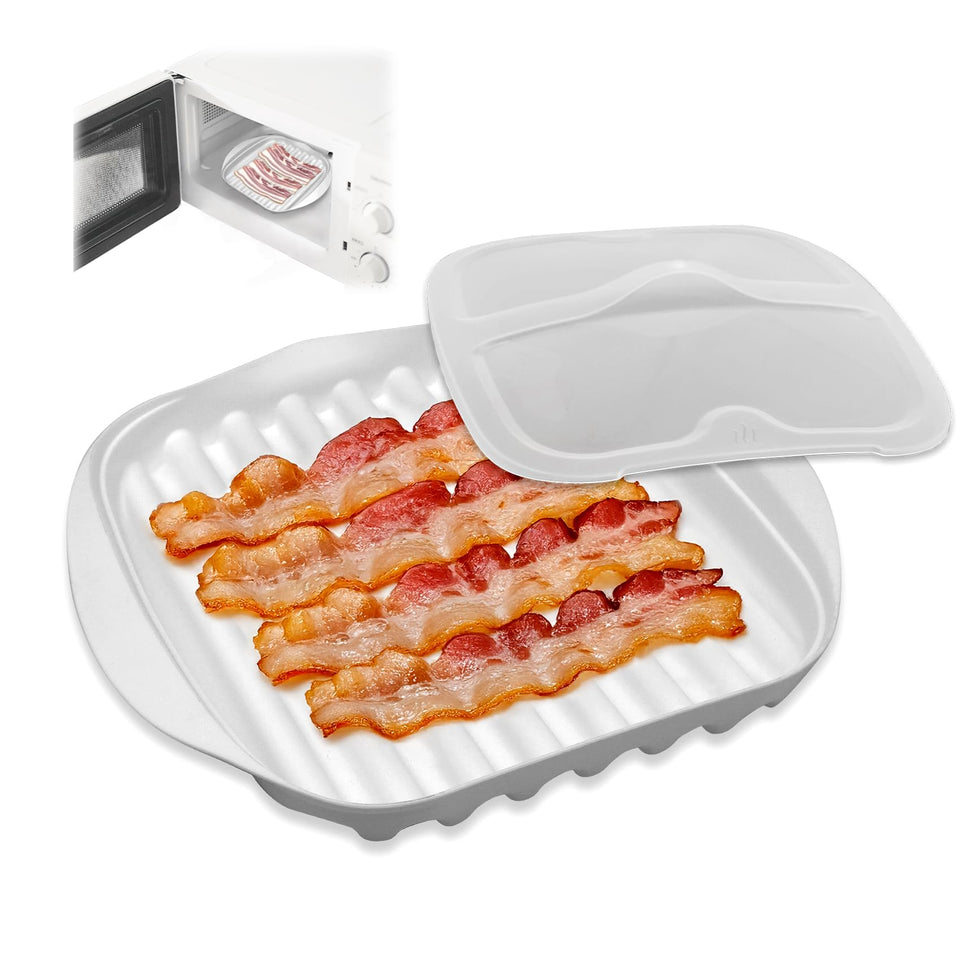 KVZKVZ microwave bacon tray with lid for clean, crispy bacon.
