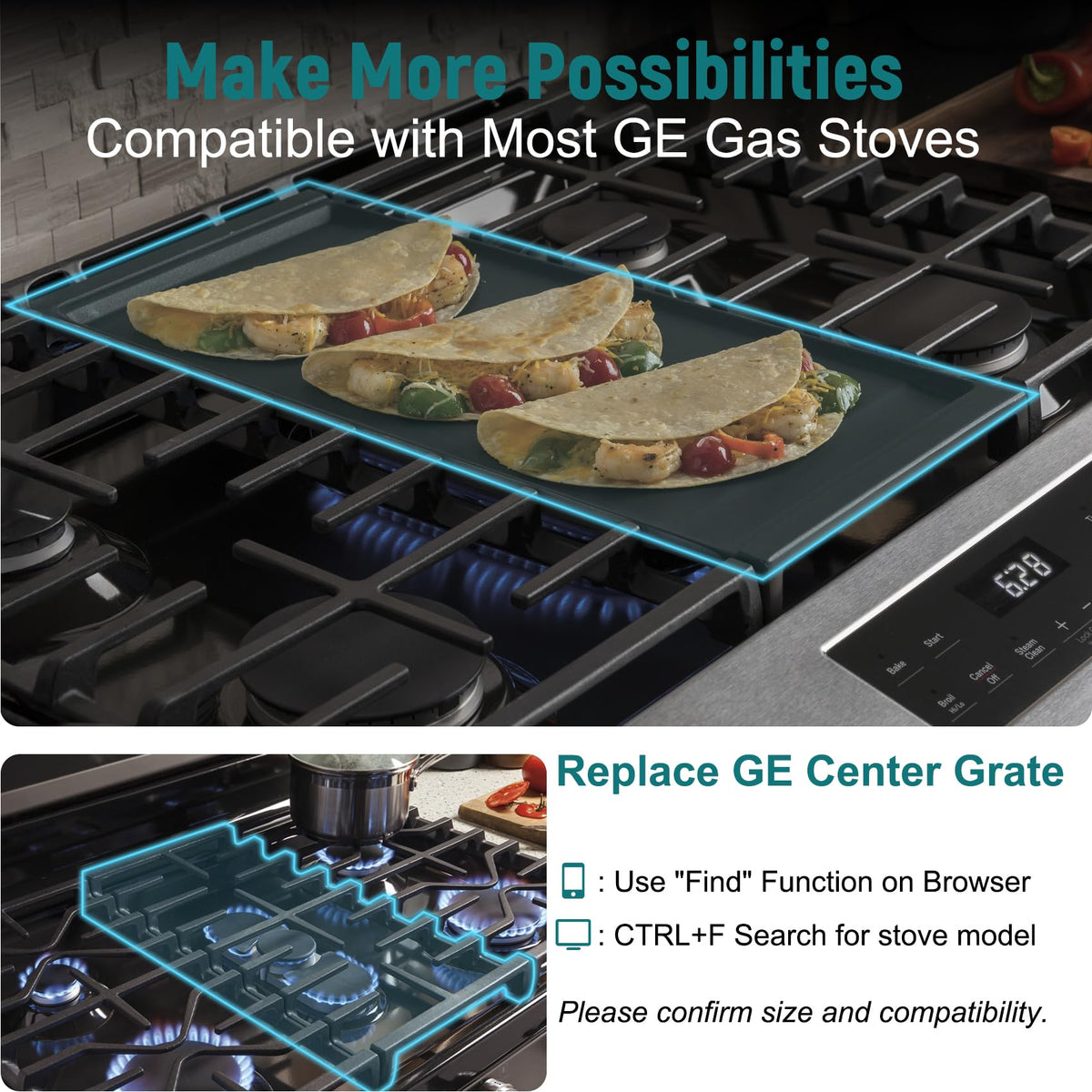 KVZKVZ WB31X24738 durable cast iron for steady heat during busy meals.