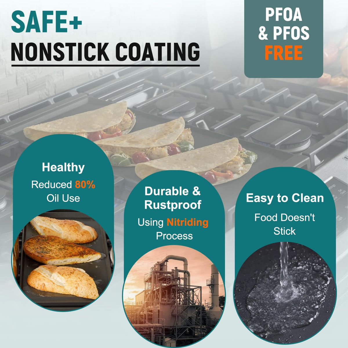 KVZKVZ WB31X24738 nitrided non-stick coating close-up shows durability and easy food release.