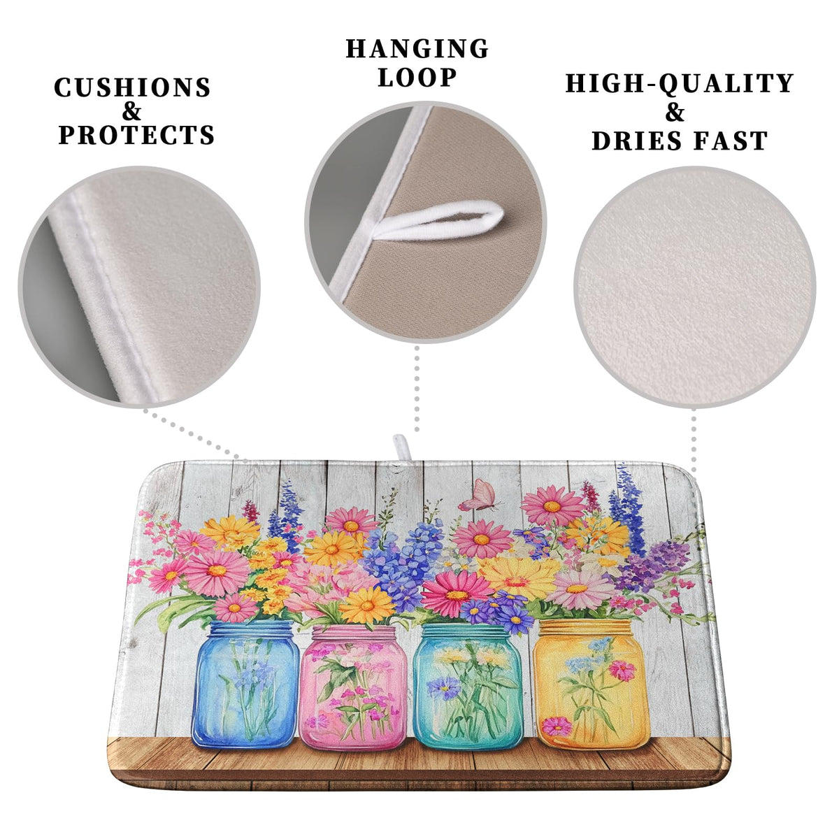 Kwlegh Daisy mat with absorbent microfiber surface for quick drying