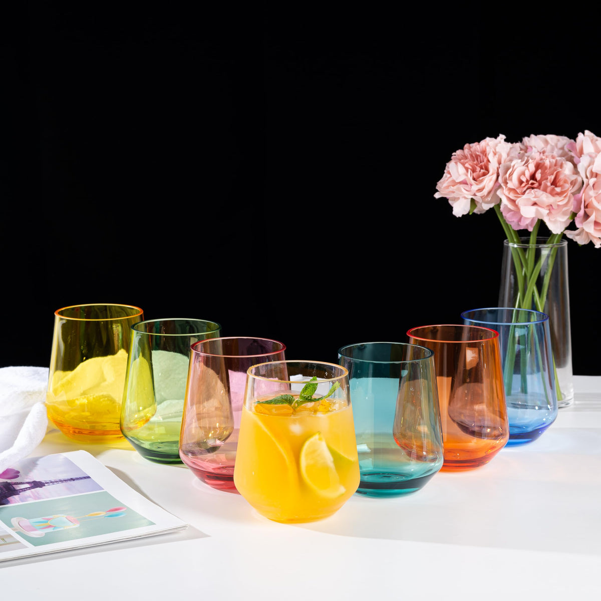 KX-WARE multicolor glassware adds vibrant flair to home bars and casual gatherings.