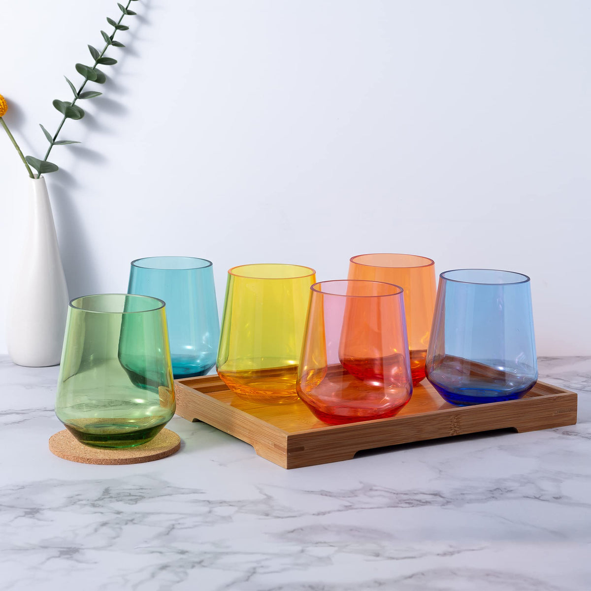 KX-WARE durable shatterproof stemless glasses for outdoor dining and family meals.