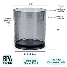 KX-WARE smoky grey hammered 14oz tumbler, side view for everyday indoor and outdoor serving.