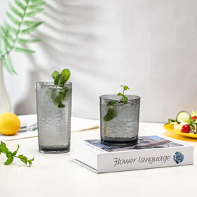 KX-WARE smoky grey hammered 20oz tumbler, side view for daily outdoor dining.