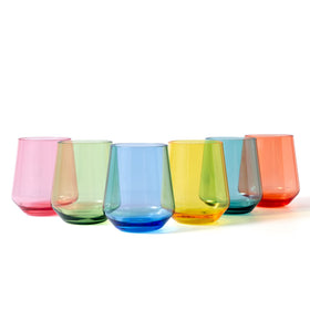 KX-WARE unbreakable 16oz stemless wine glasses — multicolor set for everyday entertaining.