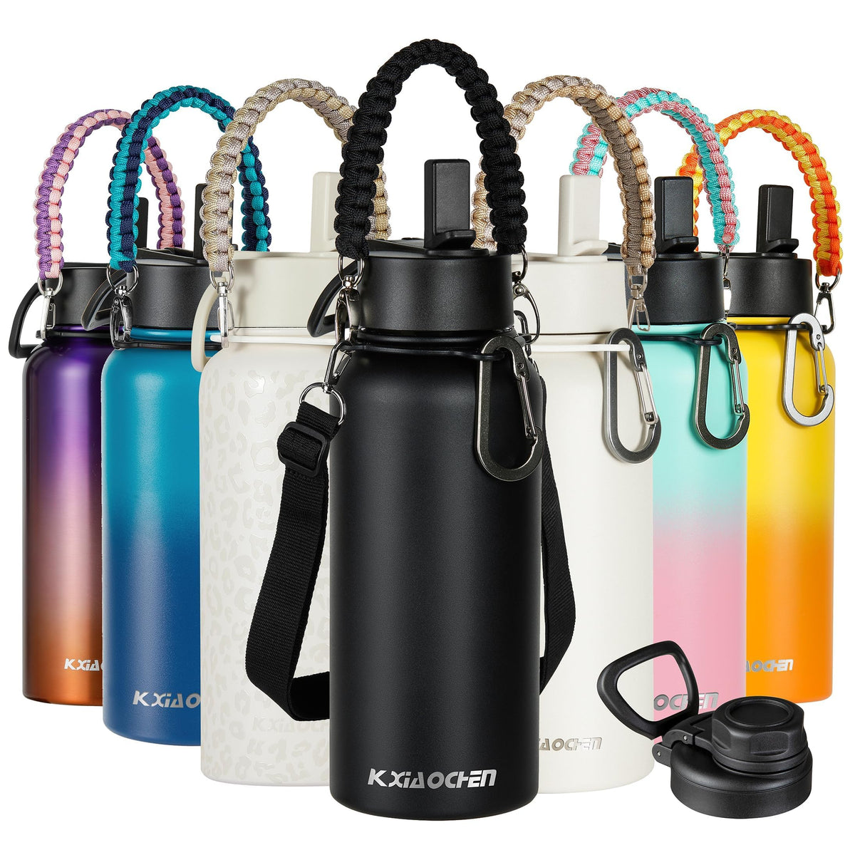 KXIAOCHEN 32oz insulated bottle close-up showing triple-wall insulation for long-lasting cooling.