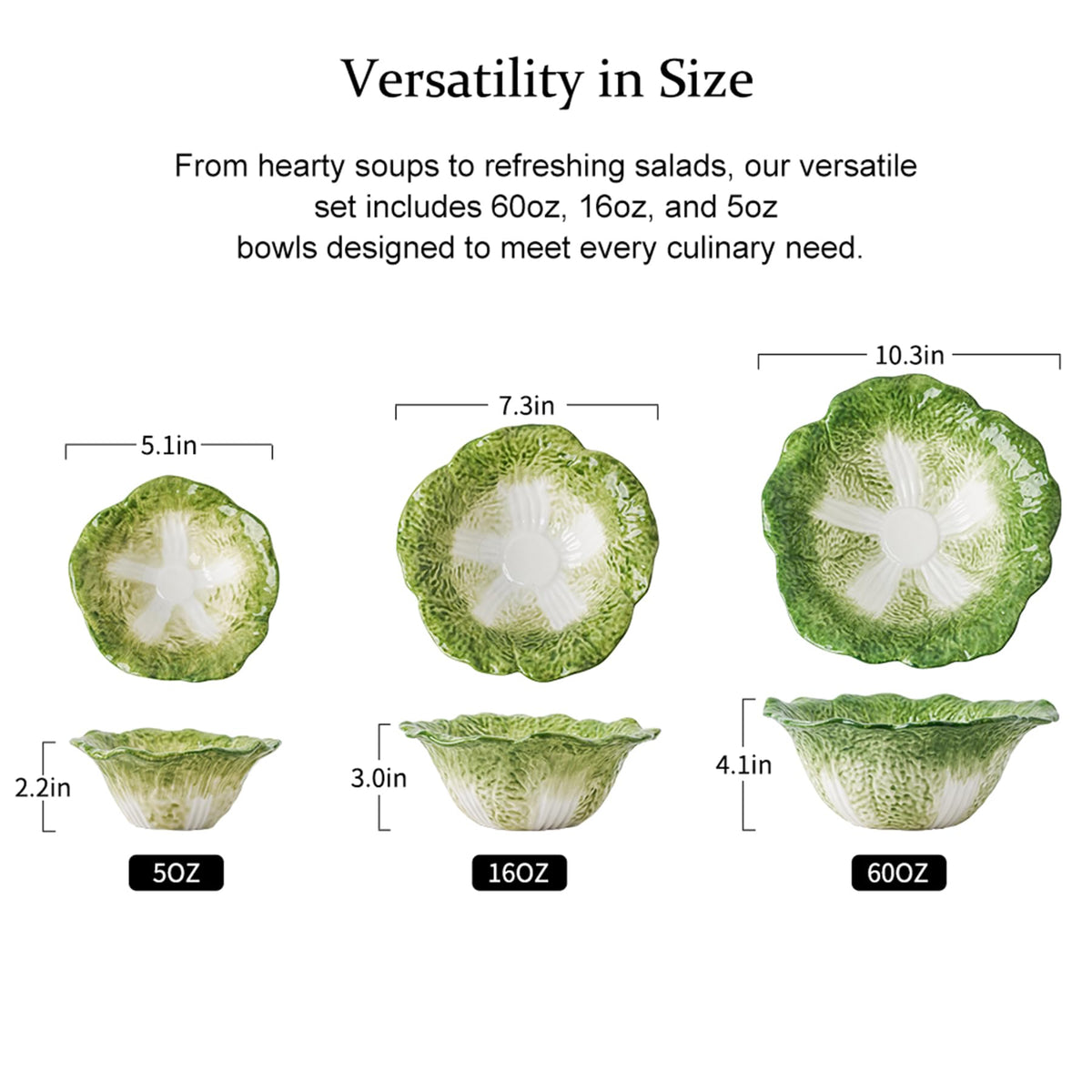 KXZ Green Cabbage 5oz bowl, great for dips or condiments