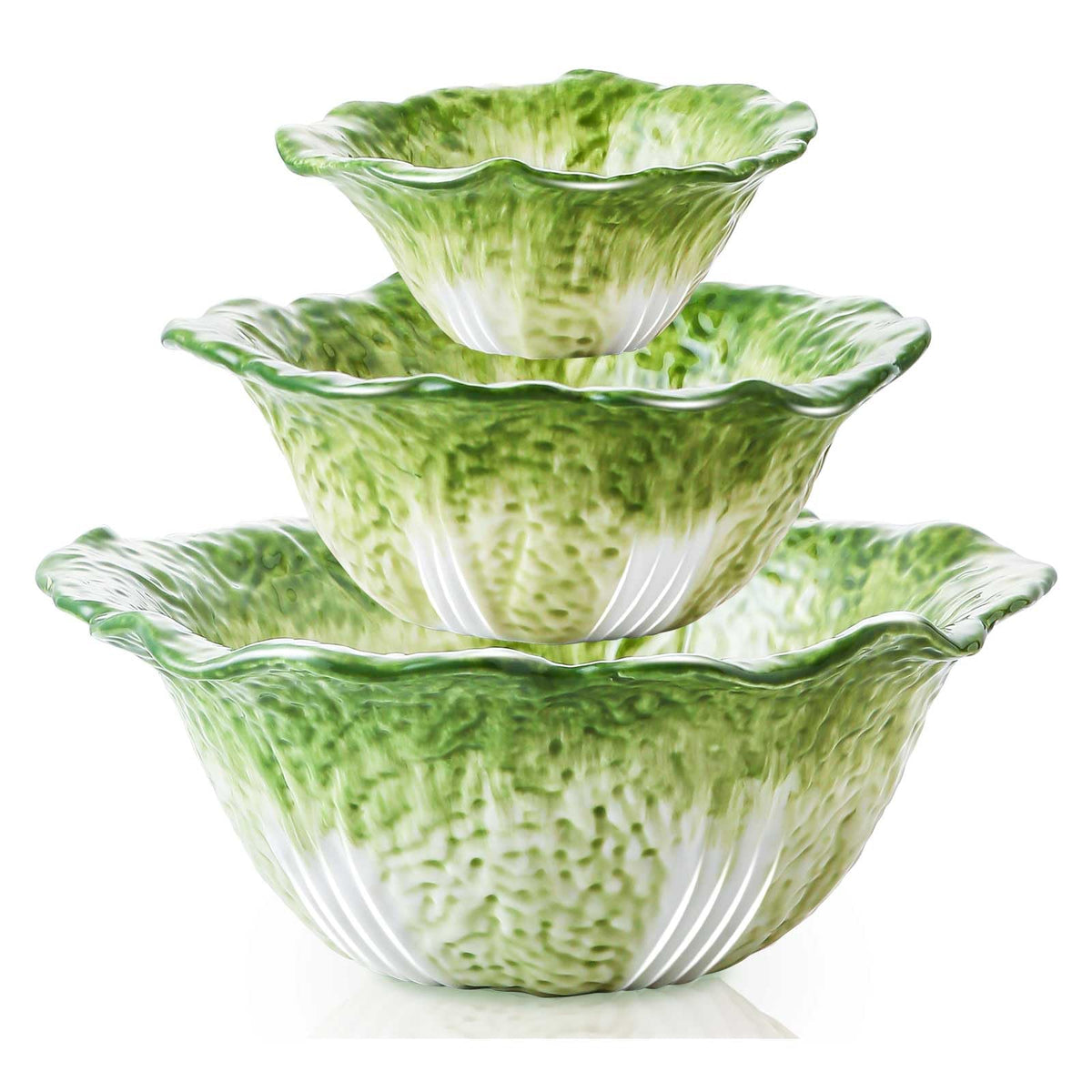KXZ Green Cabbage 60oz serving bowl, ideal centerpiece for large salads