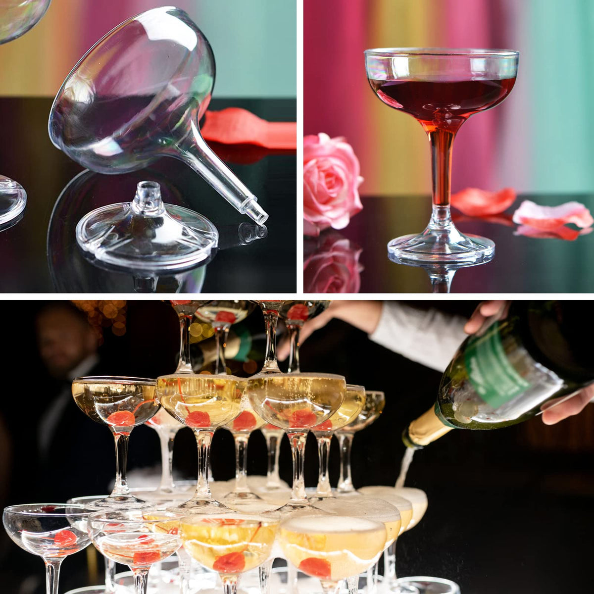 KYAPCK champagne coupe with stable base and three grooves for steadier pours