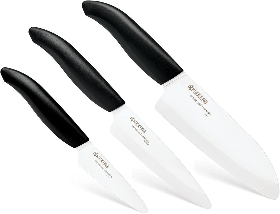 KYOCERA FK-3PC BK 5.5-inch Santoku knife with ergonomic handle for versatile kitchen slicing