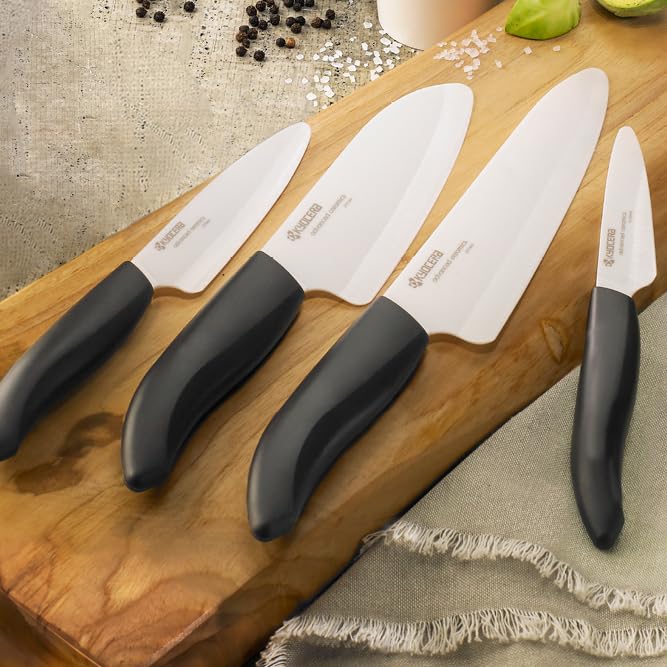 Kyocera Revolution 5.5-inch santoku blade, perfect for crisp vegetables.