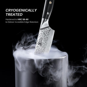 KYOKU edge honed to 8-12 degrees for sharp, clean cuts.