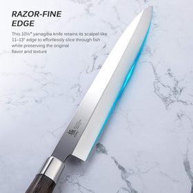 Protective sheath and case keep KYOKU knife secure during storage.