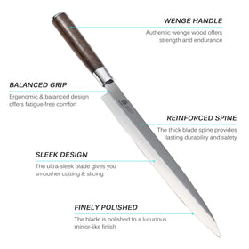 Well-balanced design provides comfortable, precise slicing during long kitchen sessions.