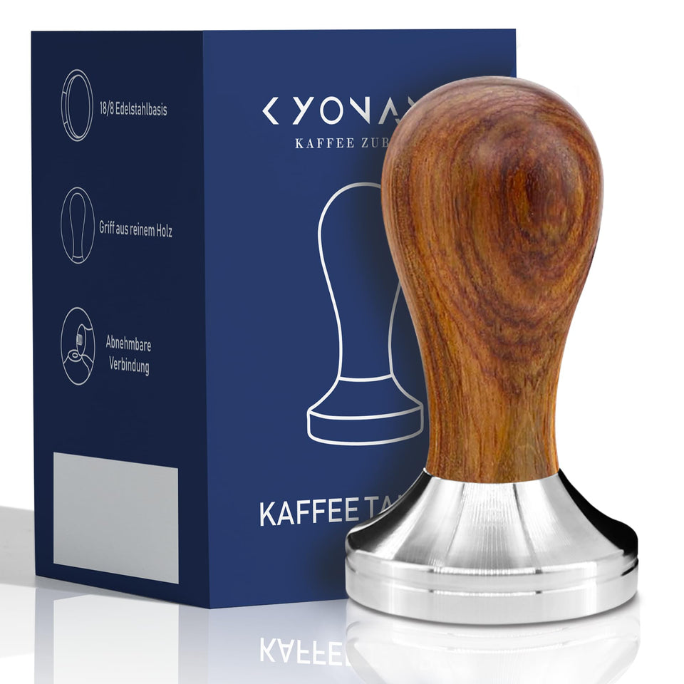 KYONANO Espresso Tamper 51mm base delivers even, consistent pressure for quality shots.