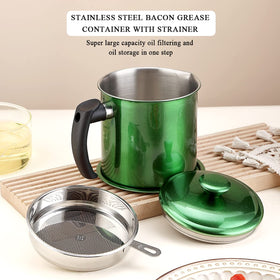Kyraton grease storage jar features rugged stainless steel exterior.