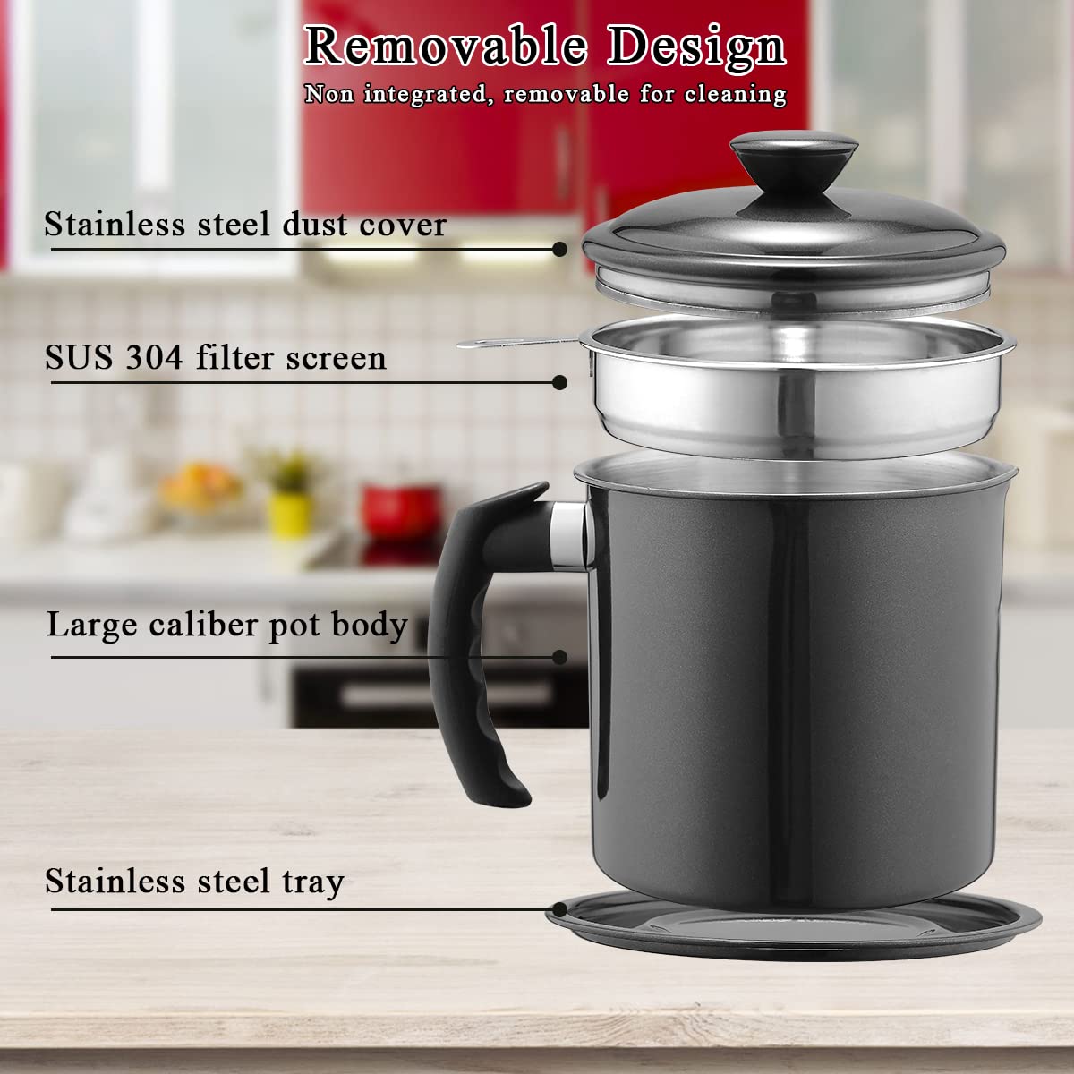 Dust-tight lid keeps oil fresh between uses.