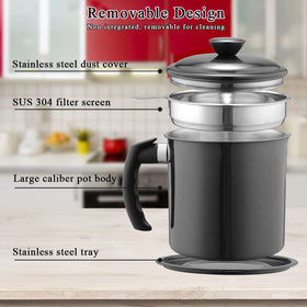 Dust-tight lid keeps oil fresh between uses.