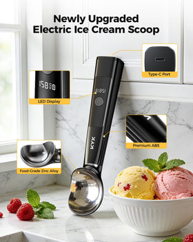 KYX zinc alloy scoop head evenly distributes heat for smooth, restaurant-style balls.